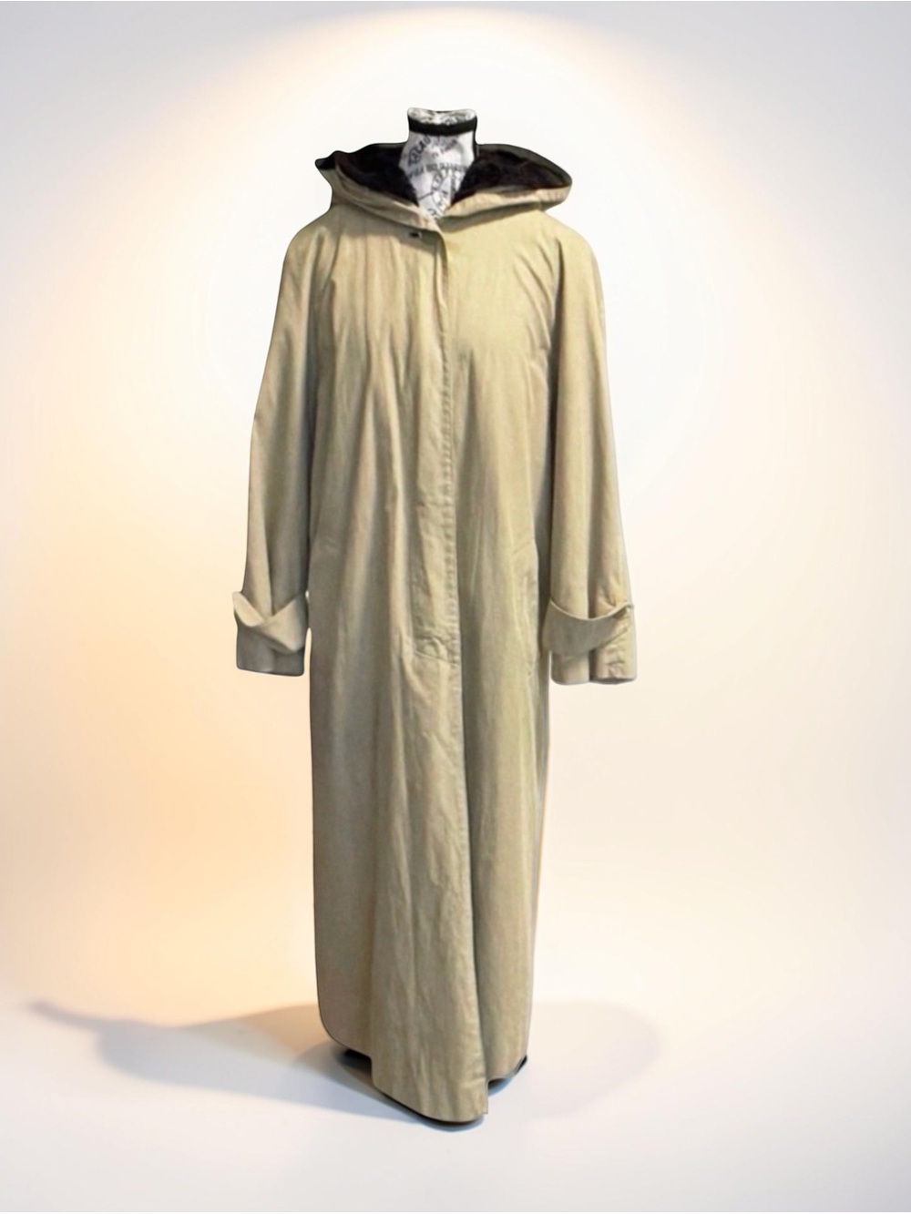 Carol Cohen Collectibles Hooded Long Coat | Faux Fur Lined | Trench Beige